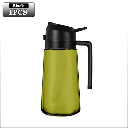 2-in-1 Dark Glass Oil Sprayer Olive Oil Dispenser Black Lightproof Oil
