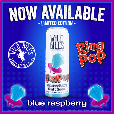 Ring Pop Soda Blue Raspberry Pure Cane Sugar, Cans