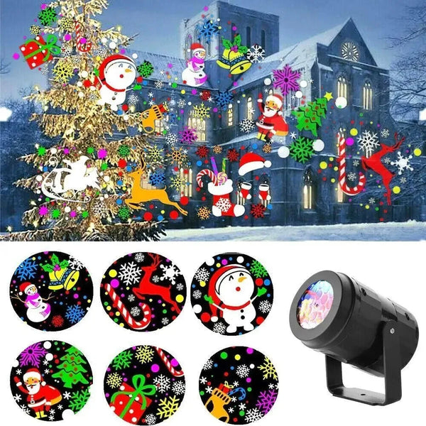 2023 Christmas Party Lights Snowflake Projector Light Led Stage Light Rotating Xmas Pattern Outdoor Holiday Lighting Garden Christmas  Decor