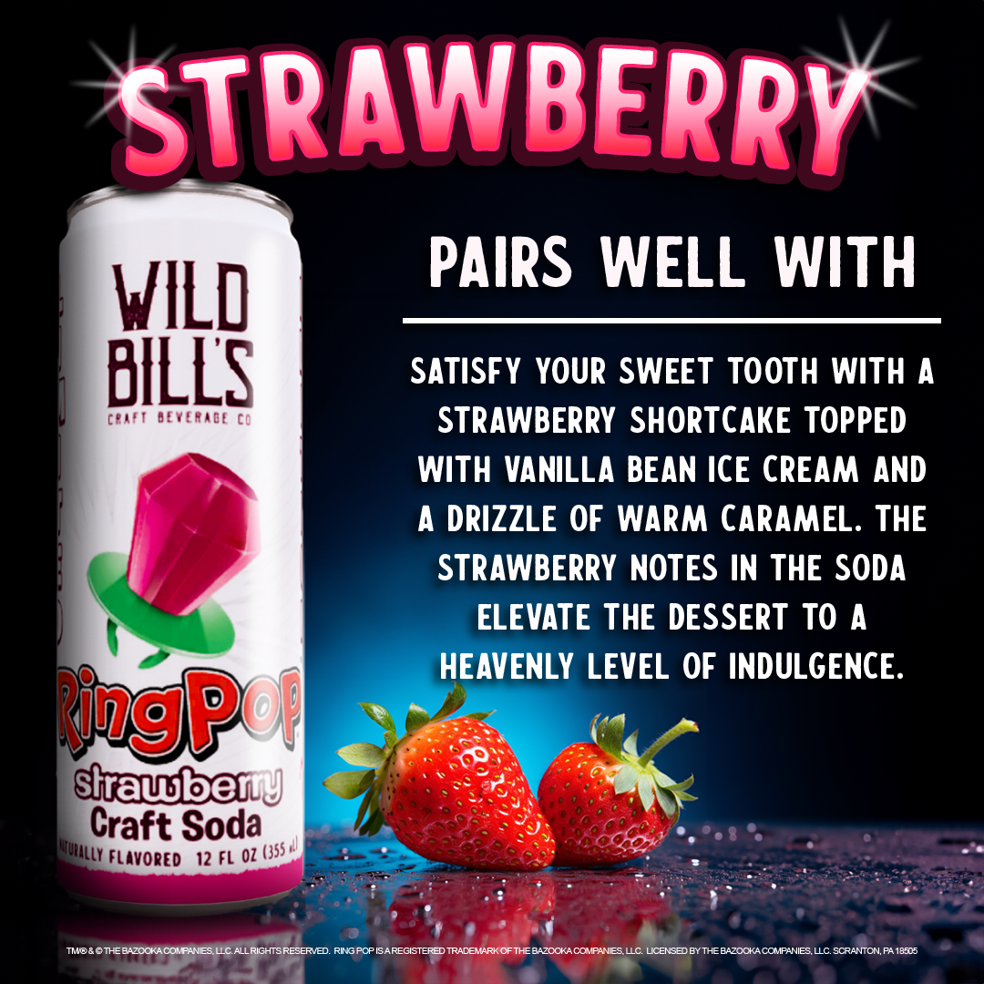 Ring Pop Soda Strawberry Pure Cane Sugar, Cans