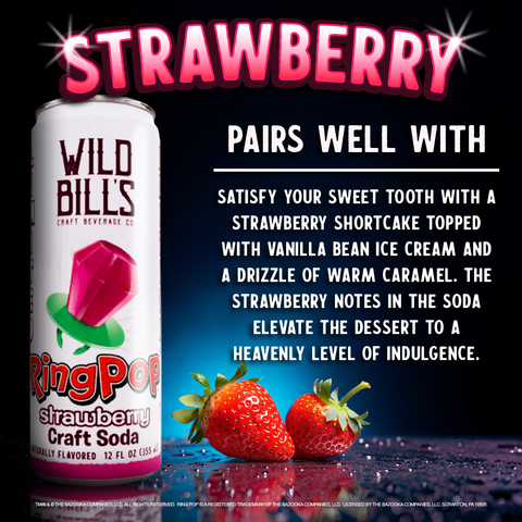 Ring Pop Soda Strawberry Pure Cane Sugar, Cans