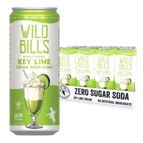 Can of Wild Bill's Key Lime Cream Soda Float with packaging showing multiple cans.