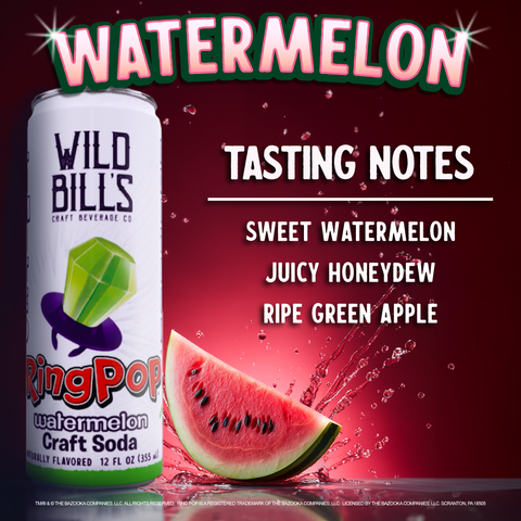 Ring Pop Soda Watermelon Pure Cane Sugar, Cans