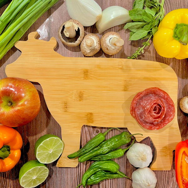 Cow Shaped Plain Bamboo Cutting Board