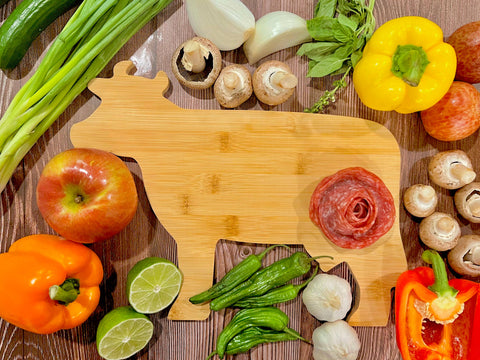 Cow Shaped Plain Bamboo Cutting Board