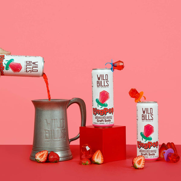 Ring Pop Soda Strawberry Pure Cane Sugar, Cans