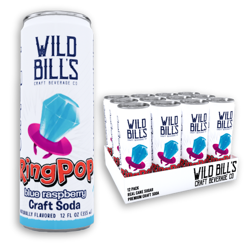 Ring Pop Soda Blue Raspberry Pure Cane Sugar, Cans