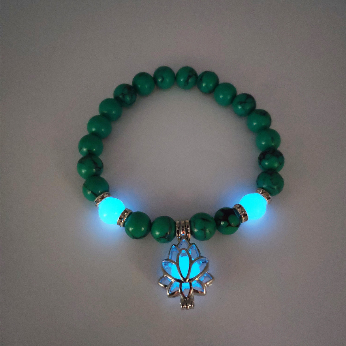 Energy Luminous Lotus Natural Stone Bracelet Yoga Healing Luminous Glow In The Dark Charm Beads Bracelet For Men Women Prayer Buddhism