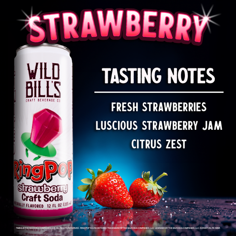 Ring Pop Soda Strawberry Pure Cane Sugar, Cans