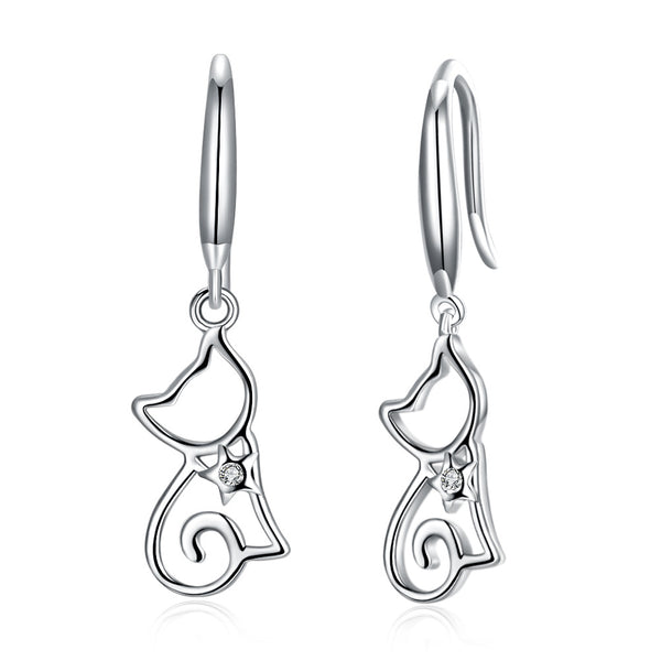 Sterling Silver Cat Zircon Earrings Earrings For Women