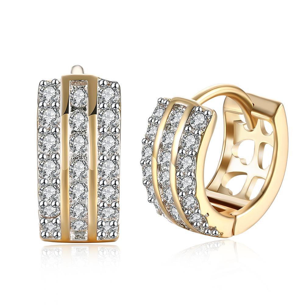 Crystals 15mm Pave Triple Row Huggie  Earring