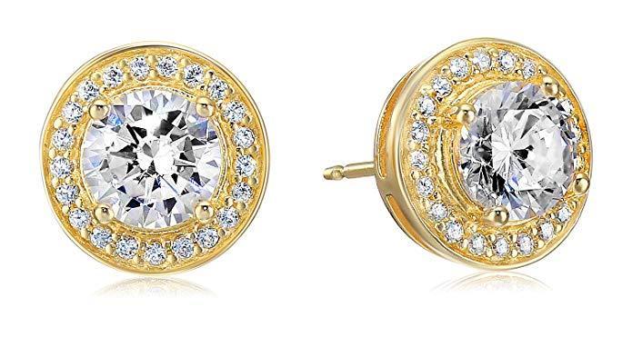 Halo Stud Earrings with  Crystals with FREE Gift Box