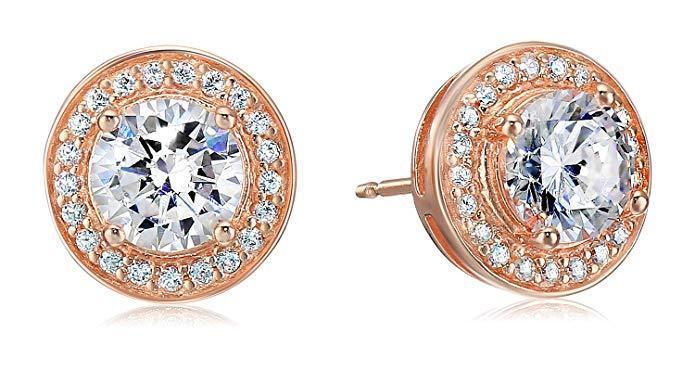 Halo Stud Earrings with  Crystals with FREE Gift Box