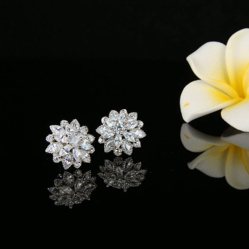 White Crystal Flower Earrings