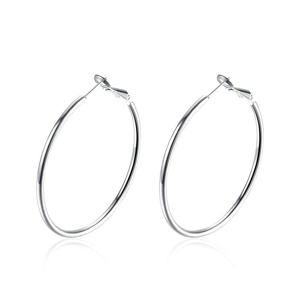 42mm Round Hoop Earring in 18K White Gold Plated