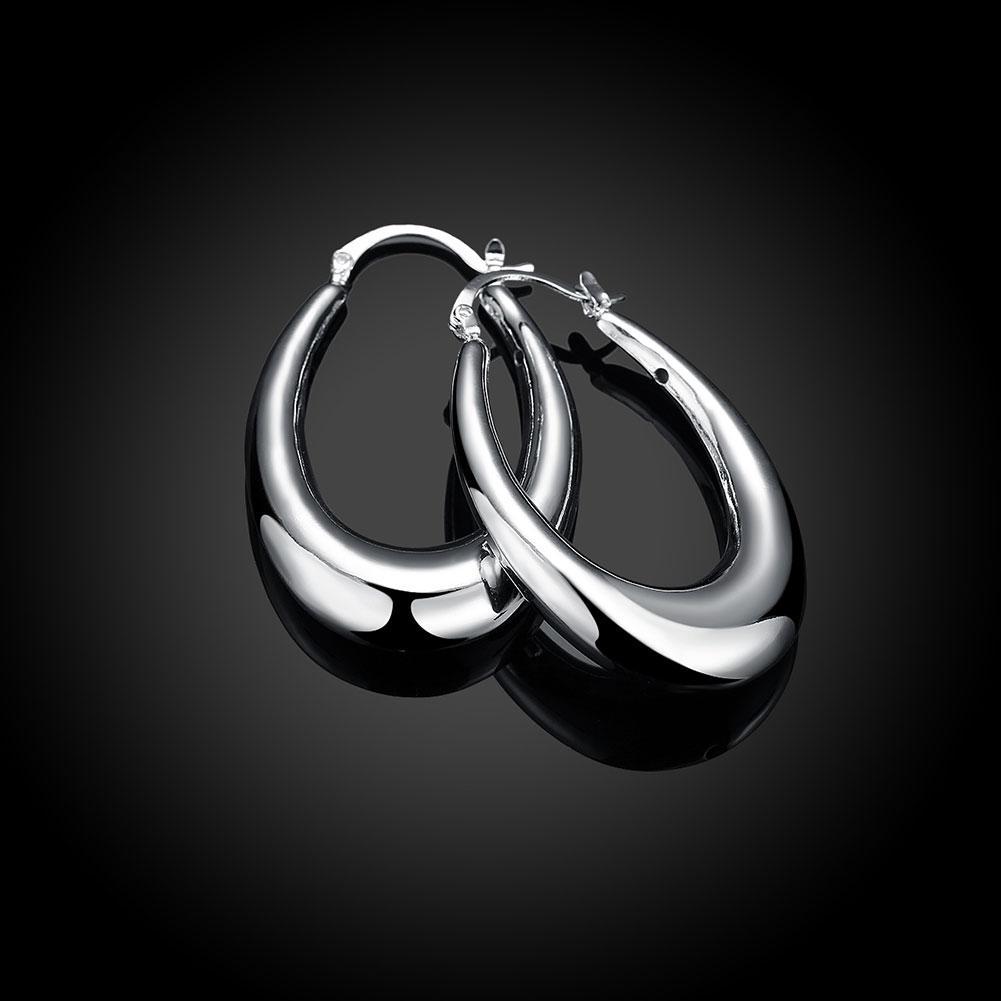 47mm Thick Cut Hoop Earring in 18K White Gold Plated