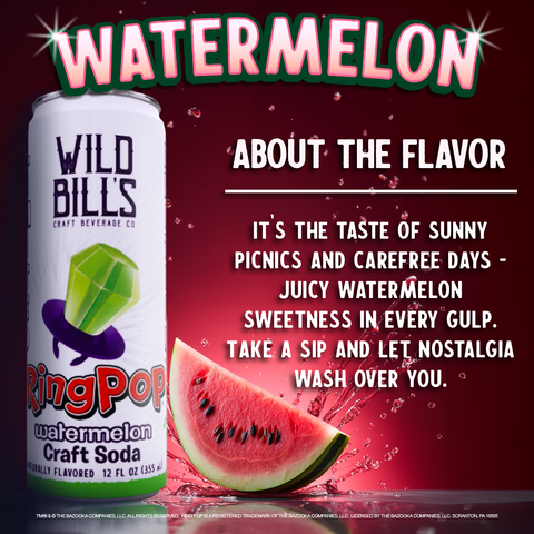 Ring Pop Soda Watermelon Pure Cane Sugar, Cans