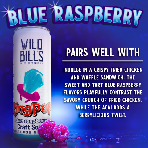 Ring Pop Soda Blue Raspberry Pure Cane Sugar, Cans