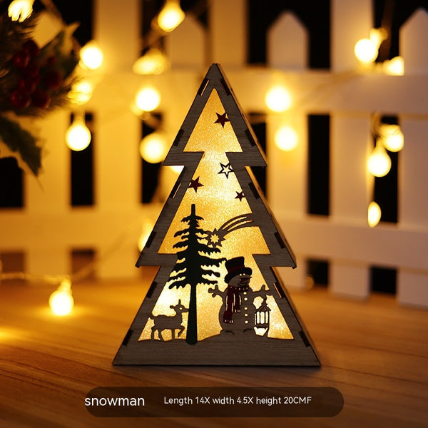 Christmas Wooden Luminous Decorative Ornaments With Lights
