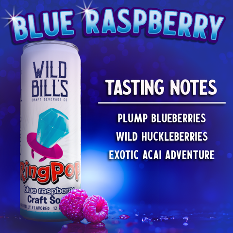 Ring Pop Soda Blue Raspberry Pure Cane Sugar, Cans