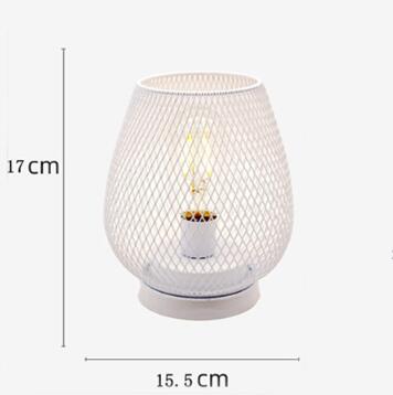 Retro Iron Art Table Lamp Battery Powered Night Light Hollowed Out Birdcage Desk Reading Lamp Bedroom Decor Bedside Table Lamp Home Decor