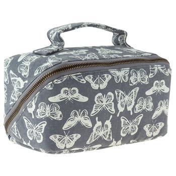 Karma - 100% Cotton Canvas Cosmetic Bag - 9.5” x 7” - Butterfly, Coastal, Leopard, Mustard, Red Floral - Forrest Hill Farms