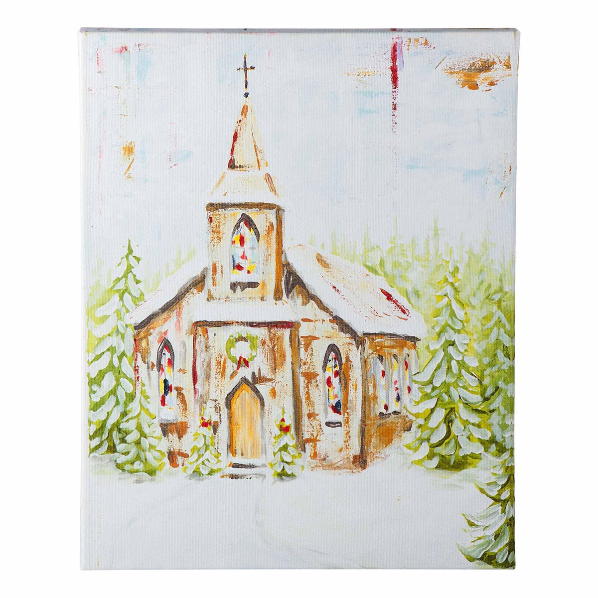 Church at Christmas Small Canvas - Forrest Hill Farms