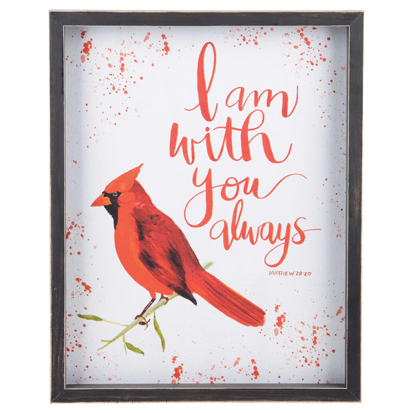 "I Am With You Always" Red Bird Framed Watercolor - Forrest Hill Farms