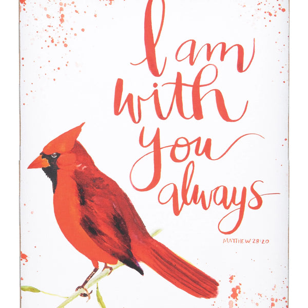 "I Am With You Always" Red Bird Block Canvas - Forrest Hill Farms