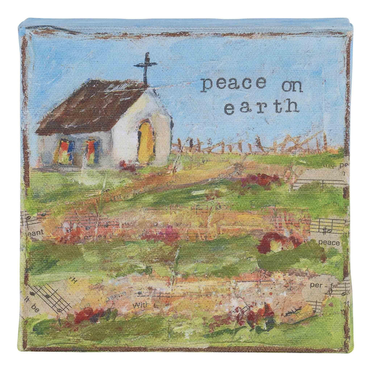 "Peace On Earth" Church Canvas - Forrest Hill Farms