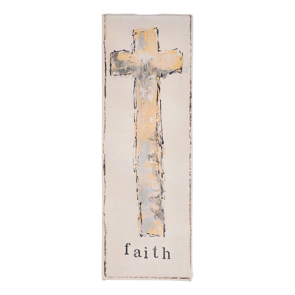 "Faith" Gold Cross Canvas - Forrest Hill Farms
