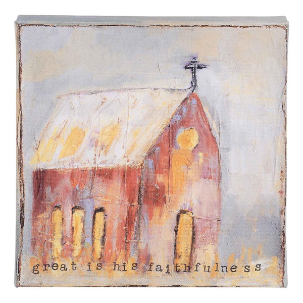 "Great Is His Faithfulness" Stained Glass Faithfulness Church Canvas - Forrest Hill Farms